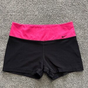 Nike Women’s Black Bike Shorts with Hot Pink Waistband
